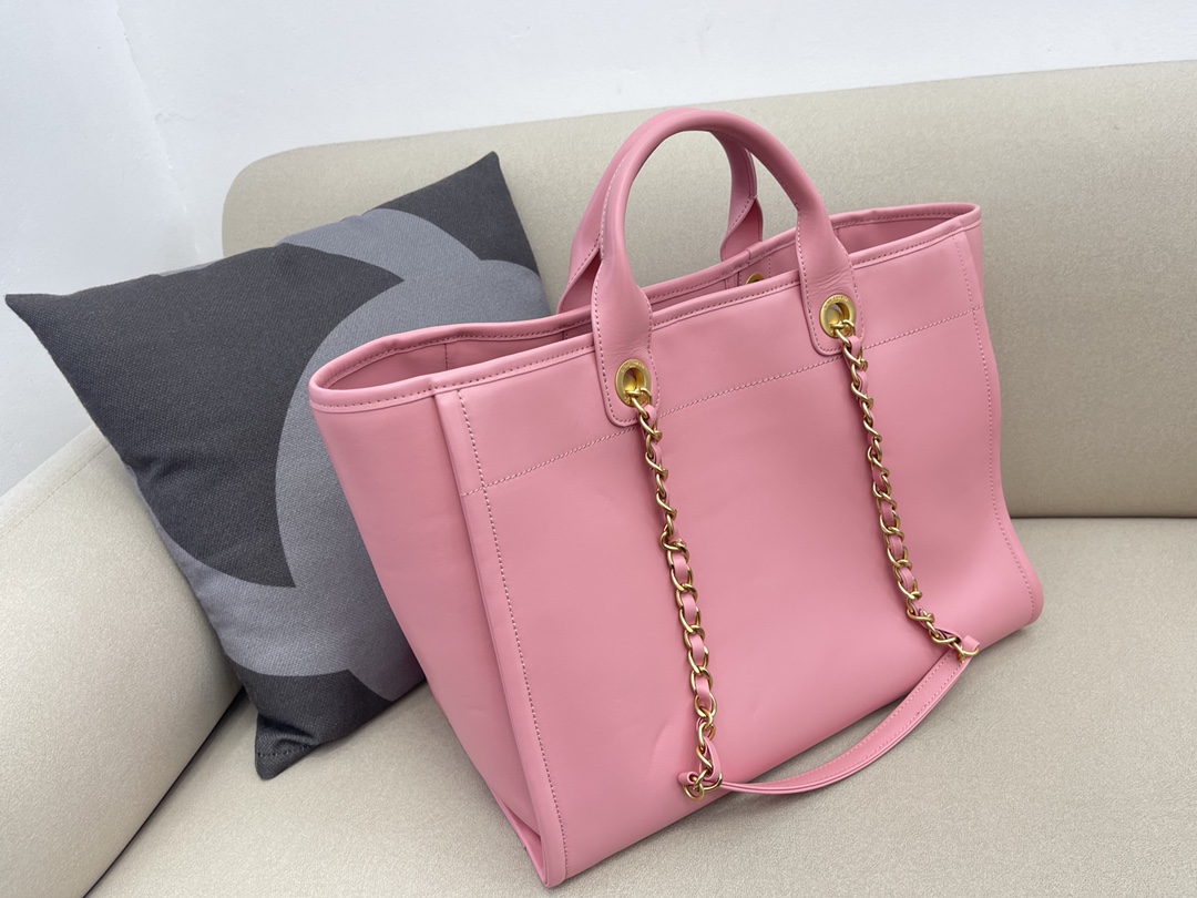 Calfskin Large Shopping Shoulder Bag Tote Bag A66941 Pink 